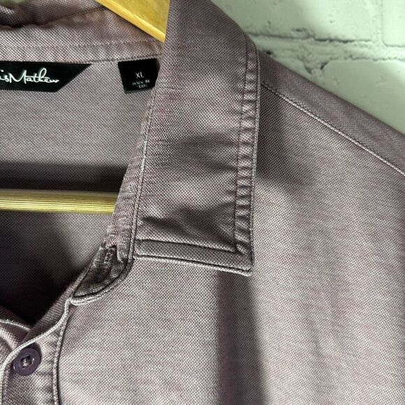 Travis Matthew Purple Gray Striped Golf Polo Pima Cotton Blend Shirt  XL HOLE - Picture 4 of 10